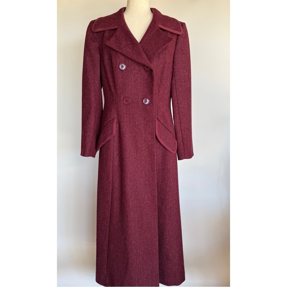 J Peterman Edwardian Long Wool Pea Coat Maxi Size 8 Double Breasted M - Picture 8 of 16